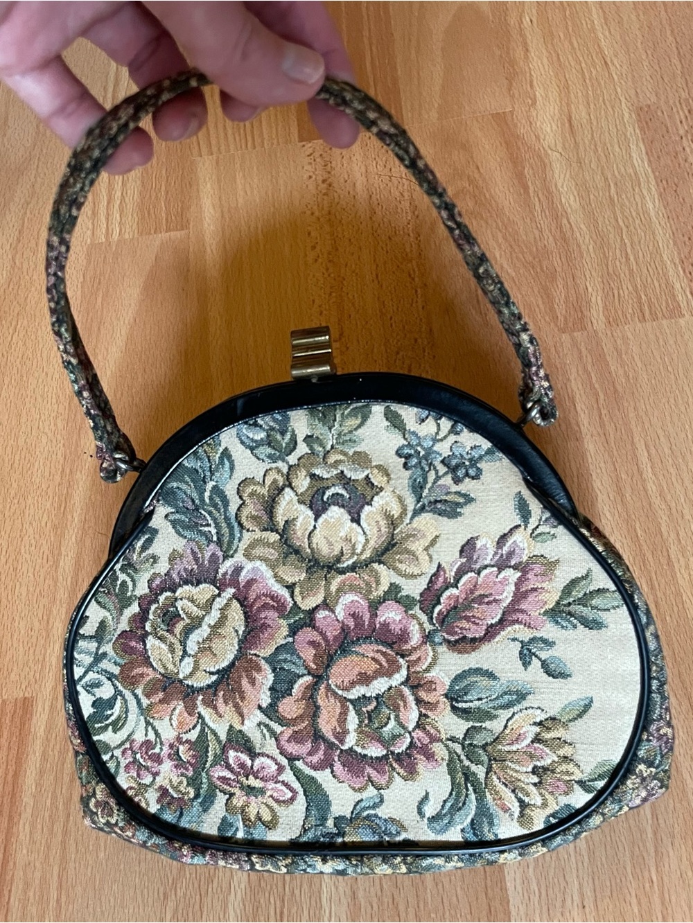 Floral Tapestry Top Handle Bag